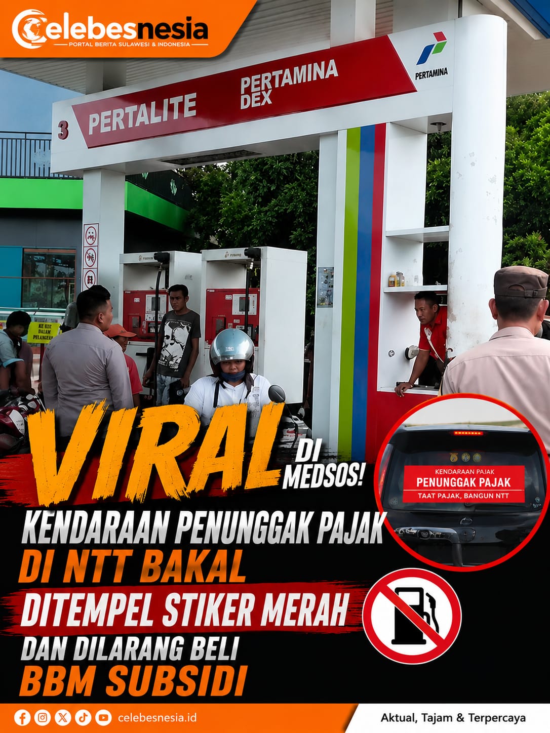 Viral di Medsos! Kendaraan Penunggak Pajak di NTT Bakal Ditempel Stiker Merah dan Dilarang Beli BBM Subsidi